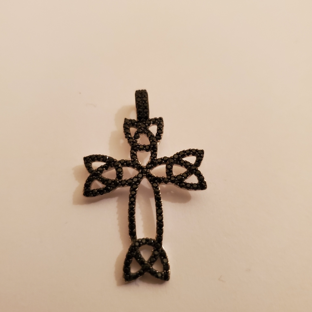 Black Spinel Pave Cross Pendant